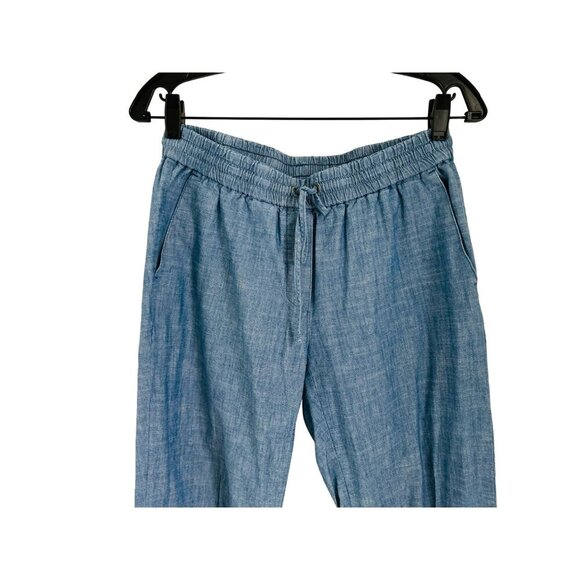 J.Crew Chambray Pants Elastic Waist Drawstring Summer Joggers Size 6 Blue - Picture 2 of 7